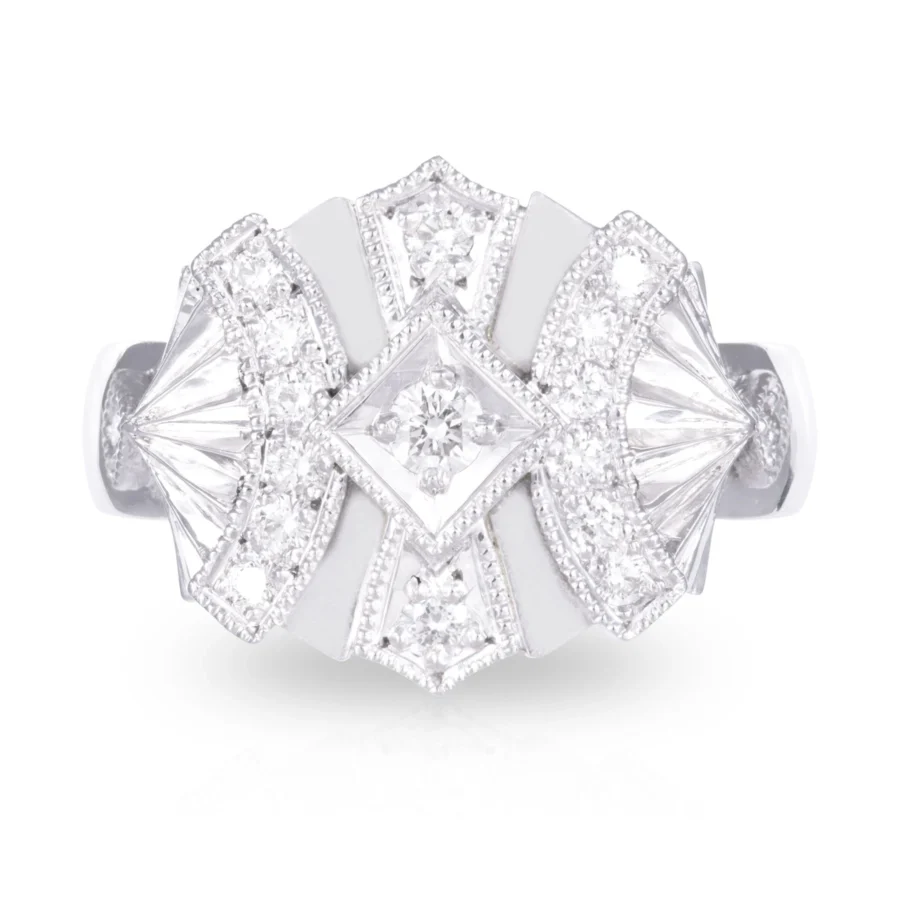 Diamond Art Deco Fan Ring