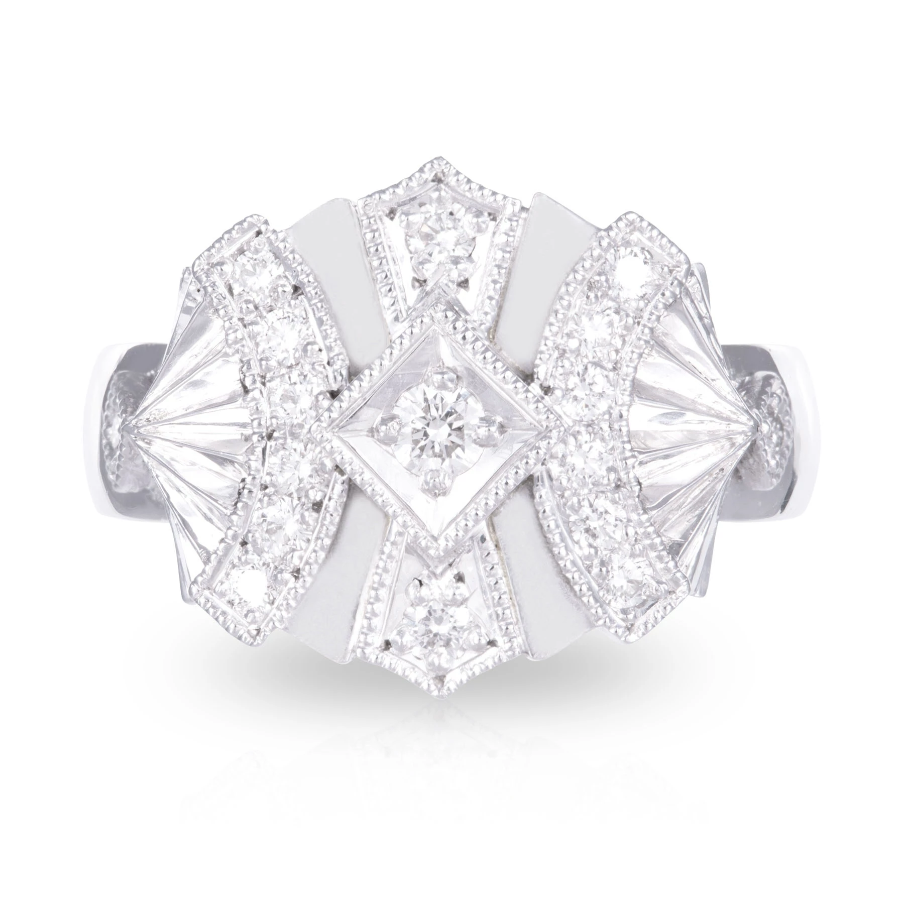 Diamond Art Deco Fan Ring