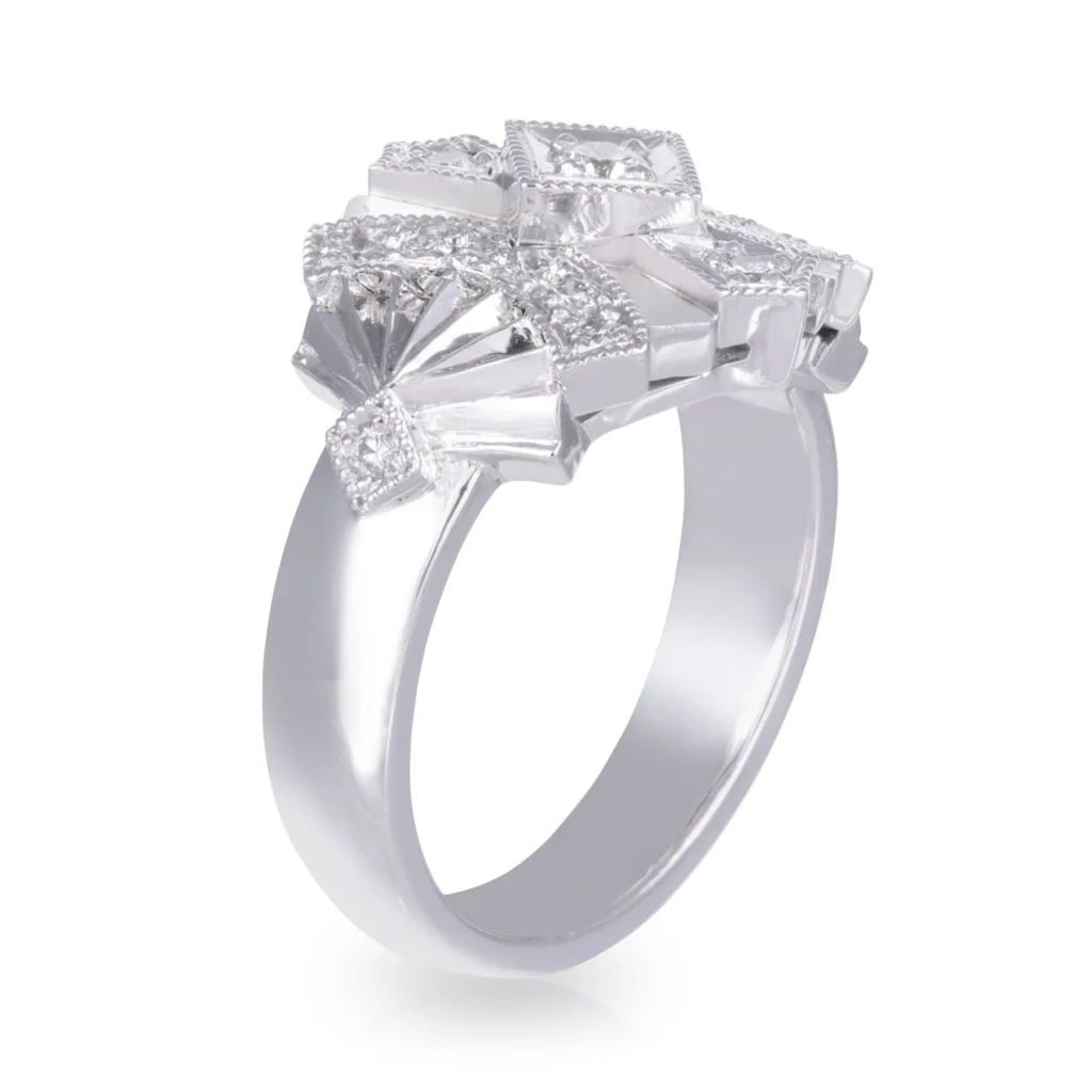 Diamond Art Deco Fan Ring