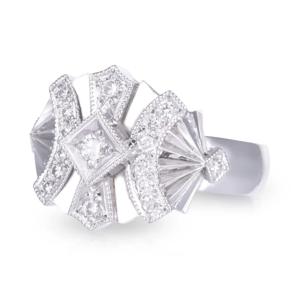 Diamond Art Deco Fan Ring