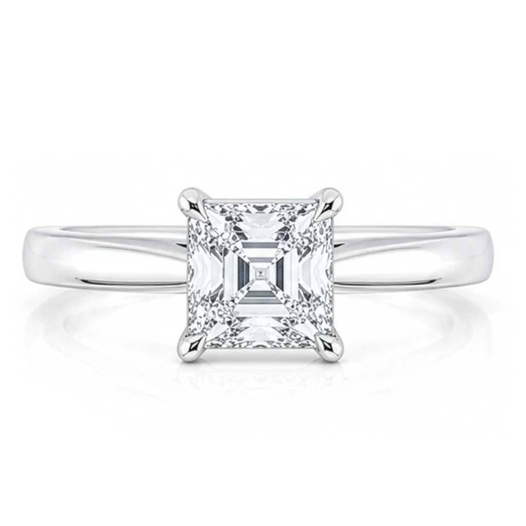Diamond Asscher cut Diamond Engagement Ring