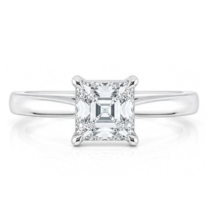 Diamond Asscher cut Diamond Engagement Ring
