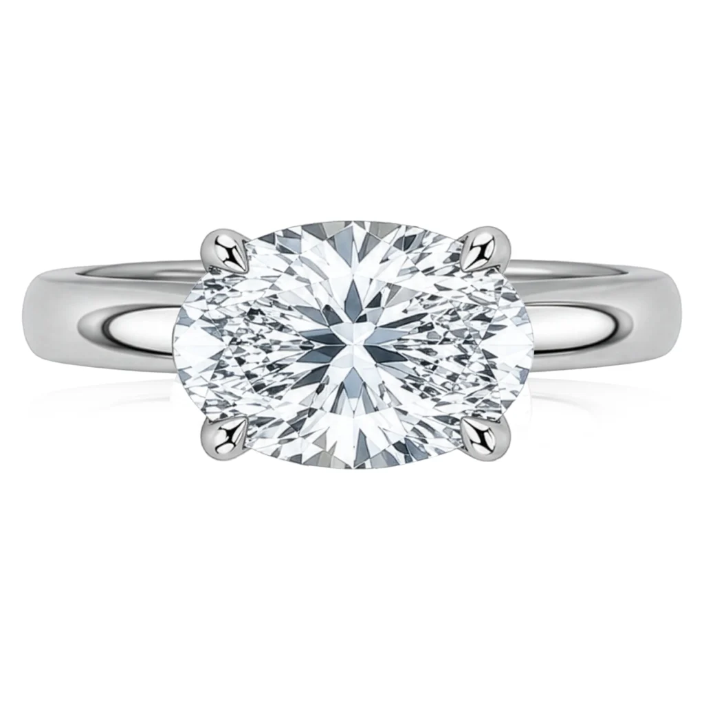 Diamond Horizontal Oval Claw Set Engagement Ring