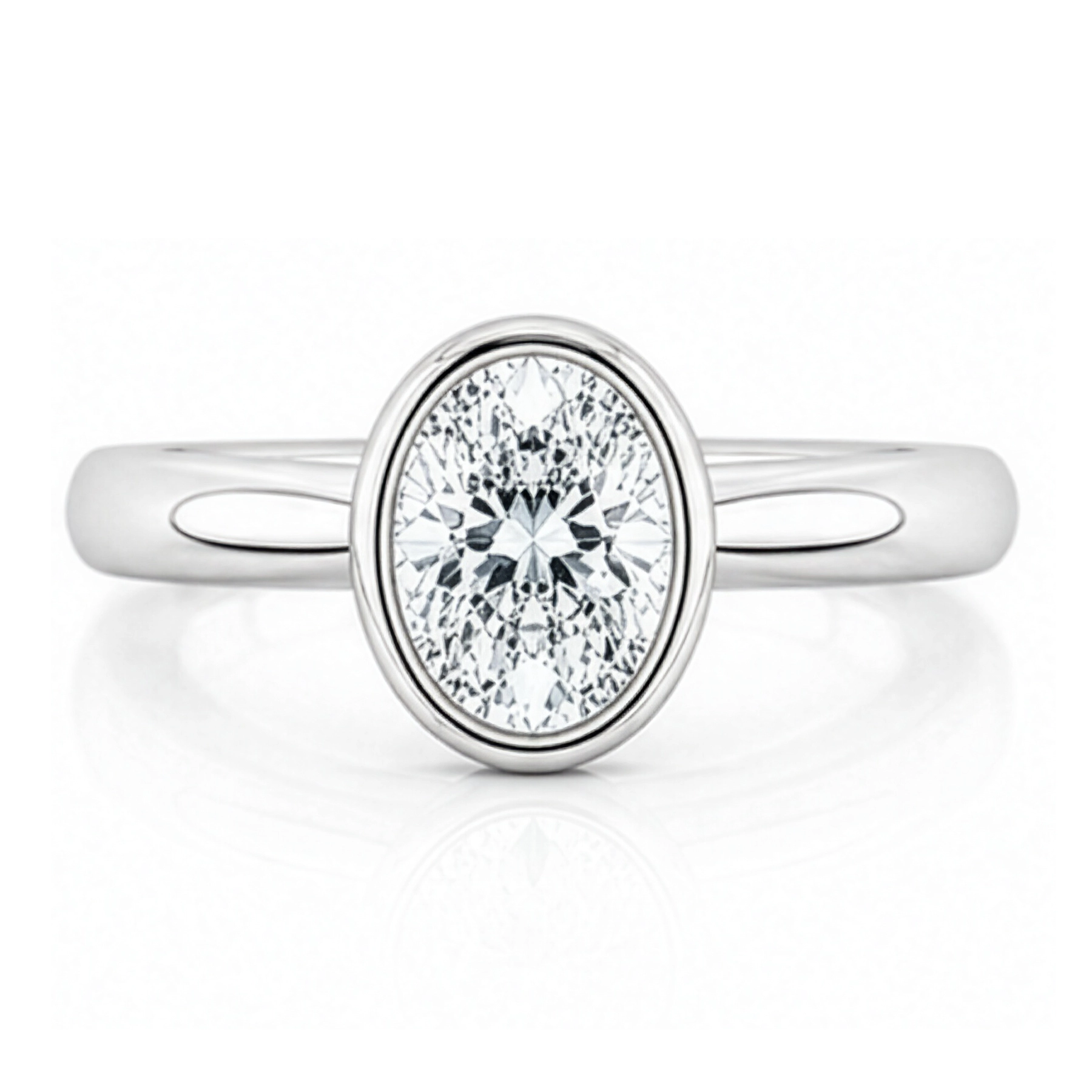 Diamond Oval Bezel Set Engagement Ring
