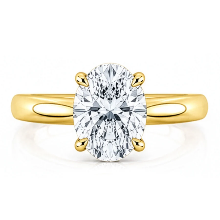 Yellow Gold Oval Diamond 4 Claw Set Engagement Ring