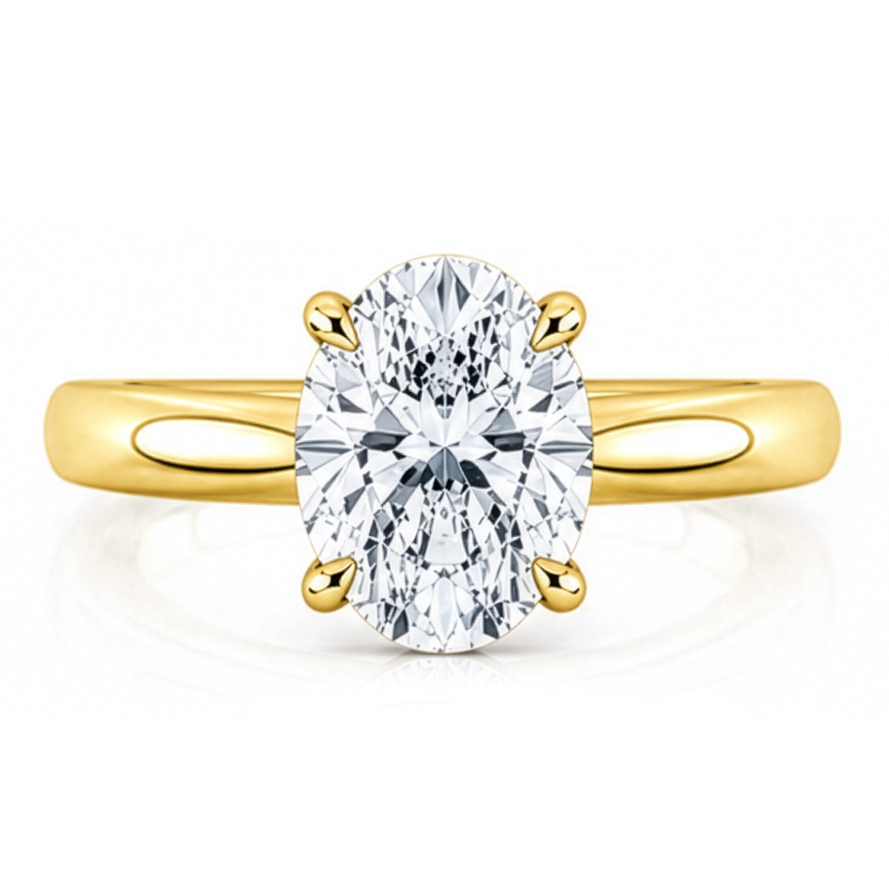 Yellow Gold Oval Diamond 4 Claw Set Engagement Ring