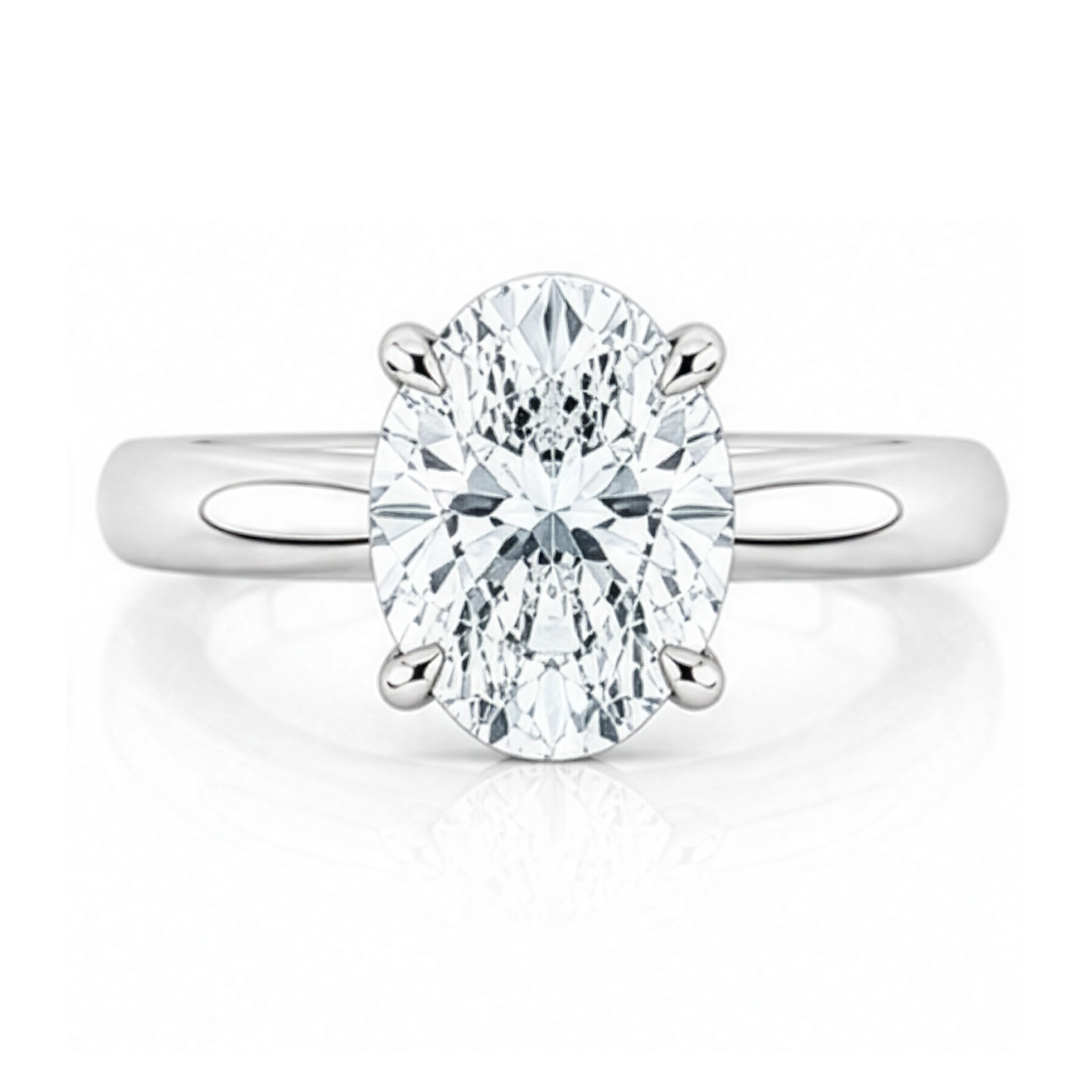 Diamond Oval Claw Set Engagement Ring
