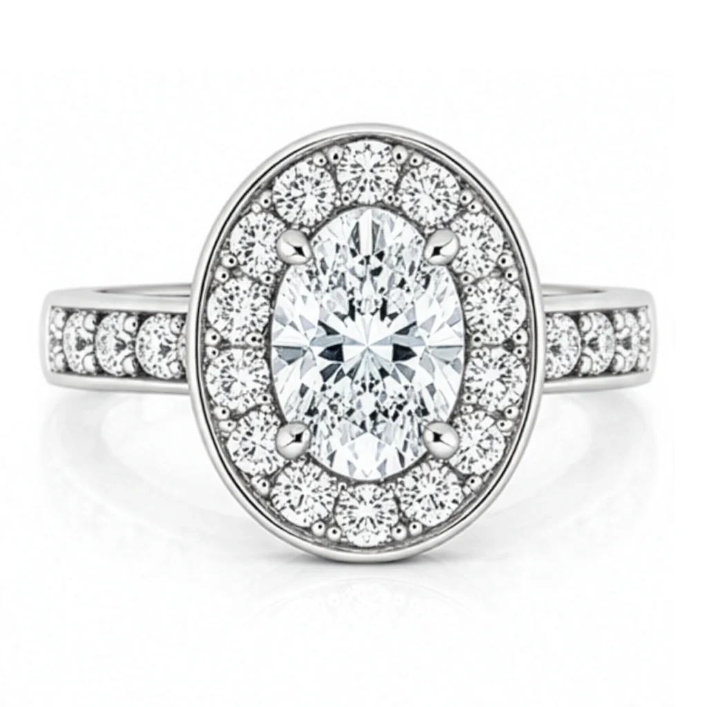 Diamond Oval Halo Engagement Ring