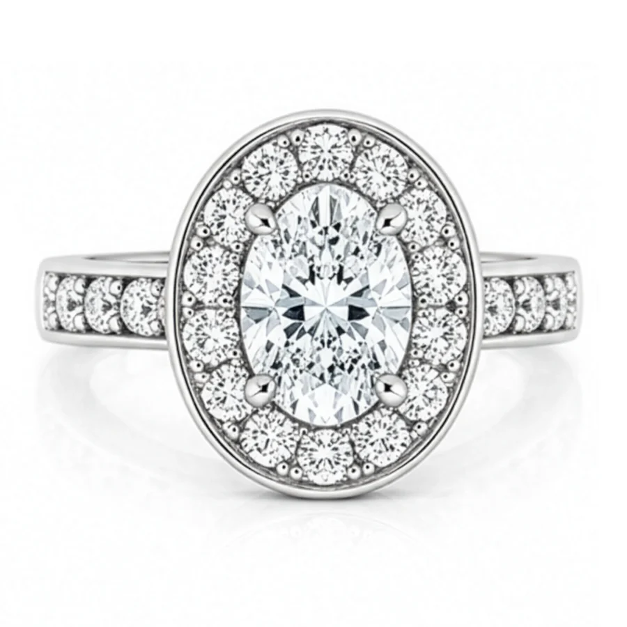 Diamond Oval Halo Engagement Ring