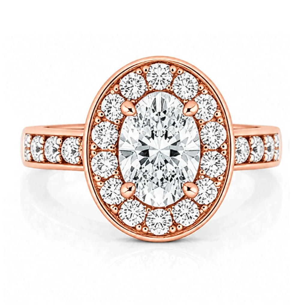 Diamond Oval Halo Engagement Ring Rose Gold