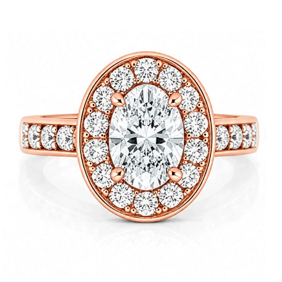 Diamond Oval Halo Engagement Ring Rose Gold