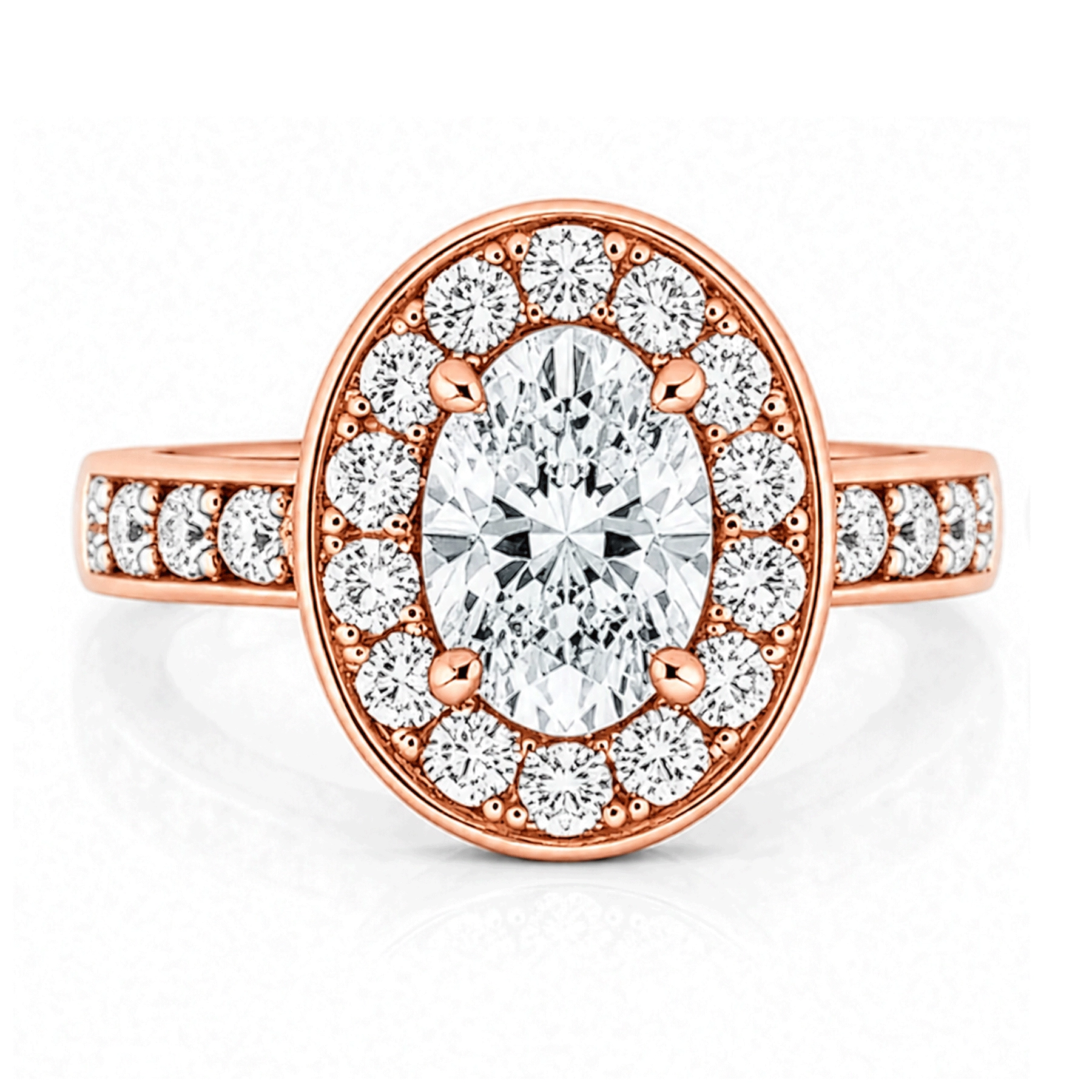 Diamond Oval Halo Engagement Ring Rose Gold