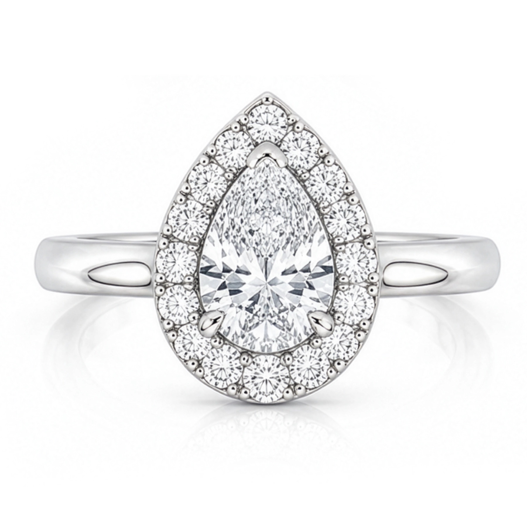 Diamond Pear 4 Claw Halo Engagement Ring