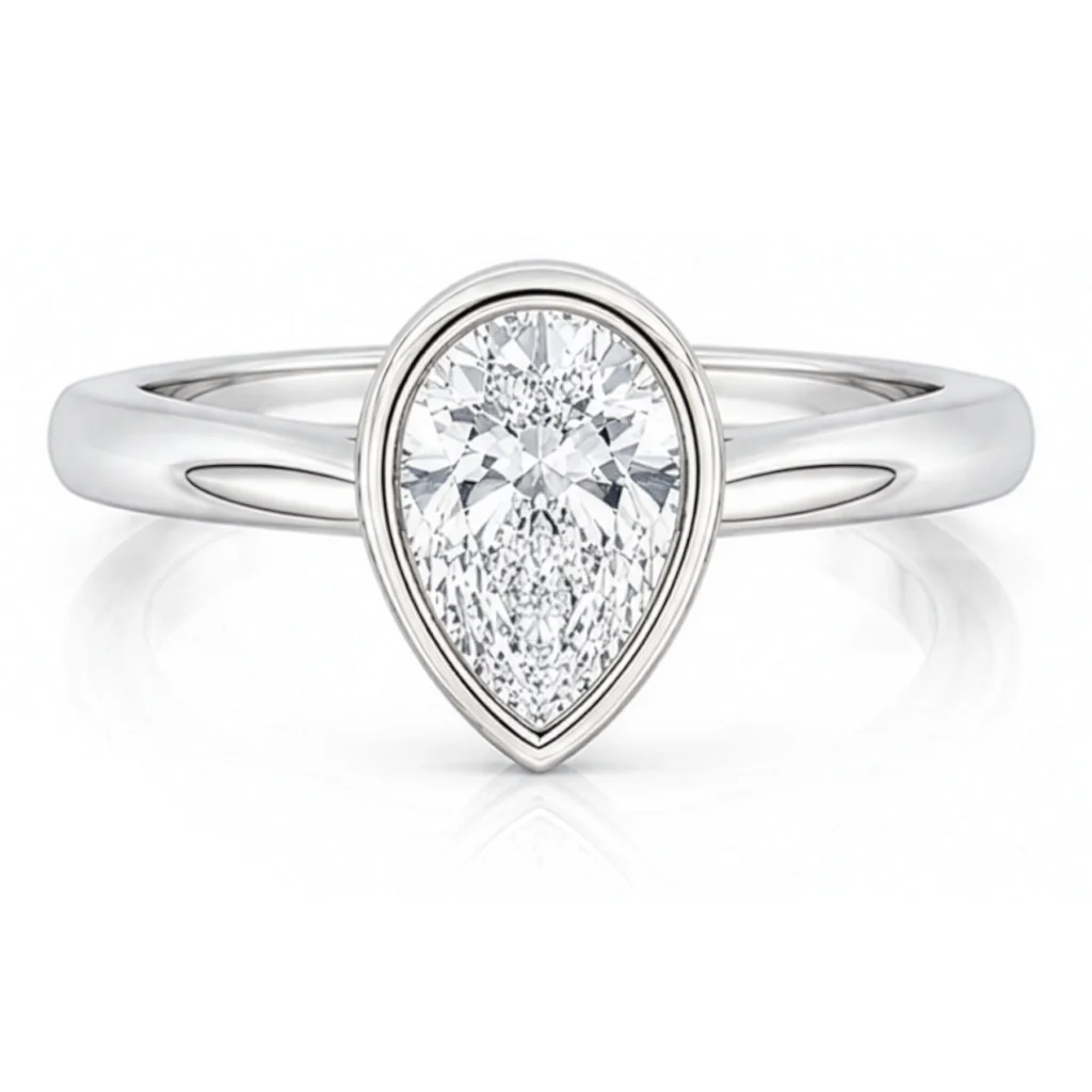 Diamond Pear Bezel Set Engagement Ring