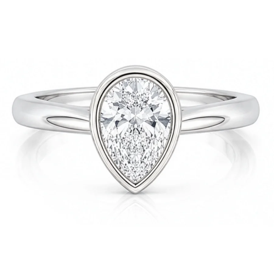 Diamond Pear Bezel Set Engagement Ring
