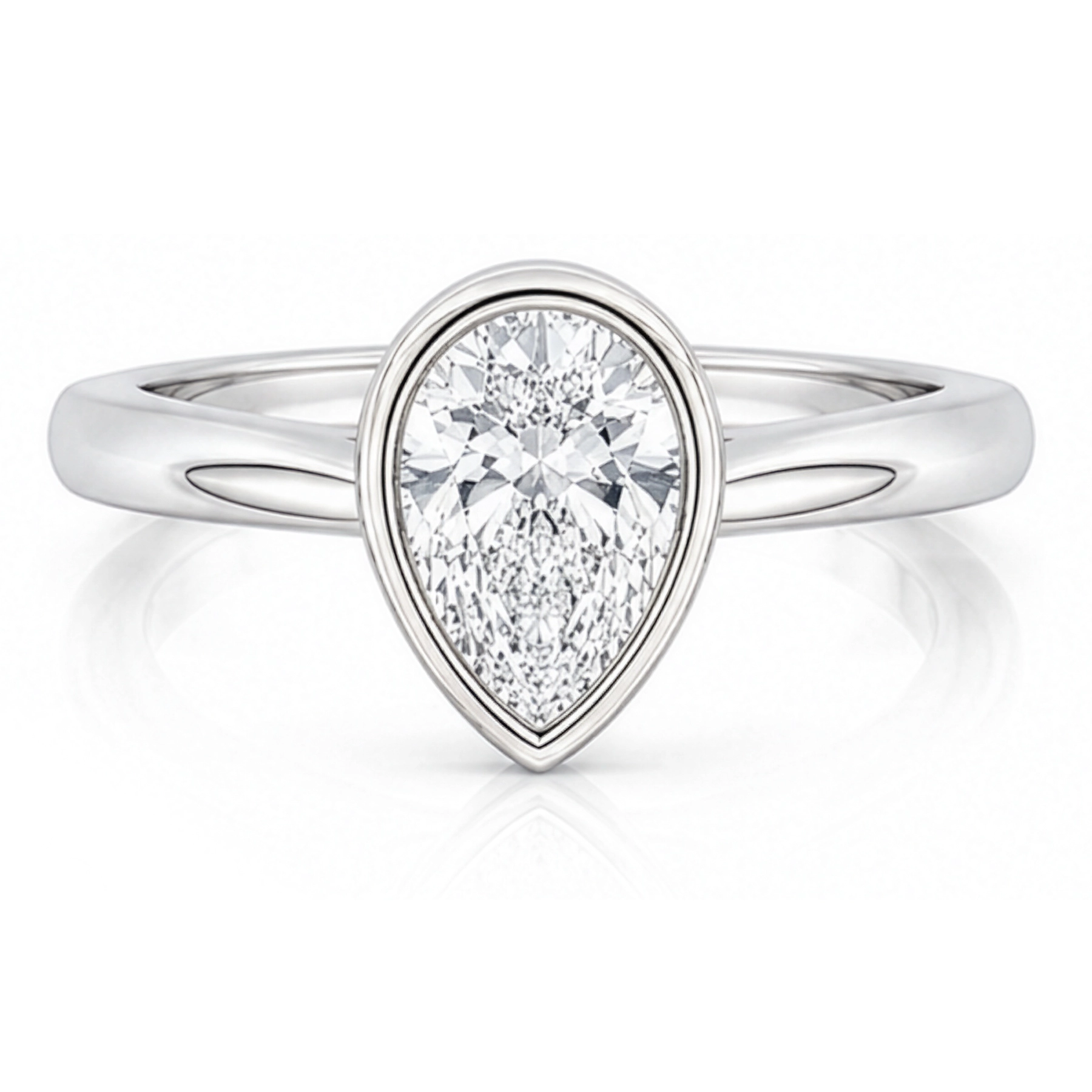Diamond Pear Bezel Set Engagement Ring