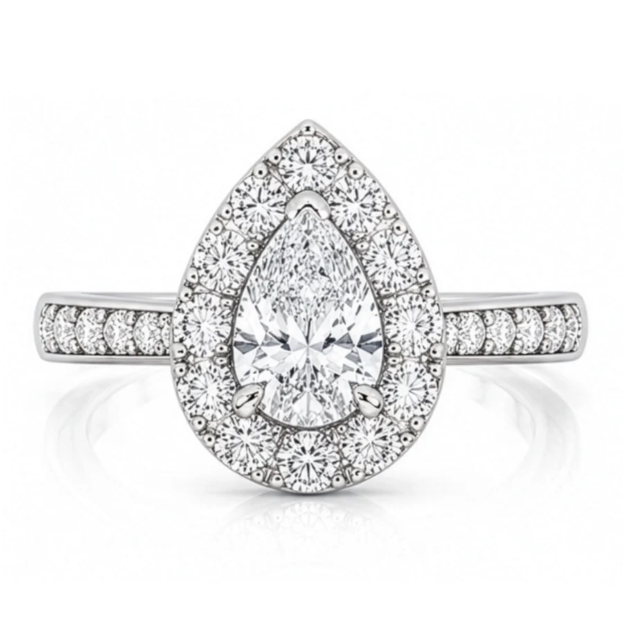 Diamond Pear Halo Engagement Ring