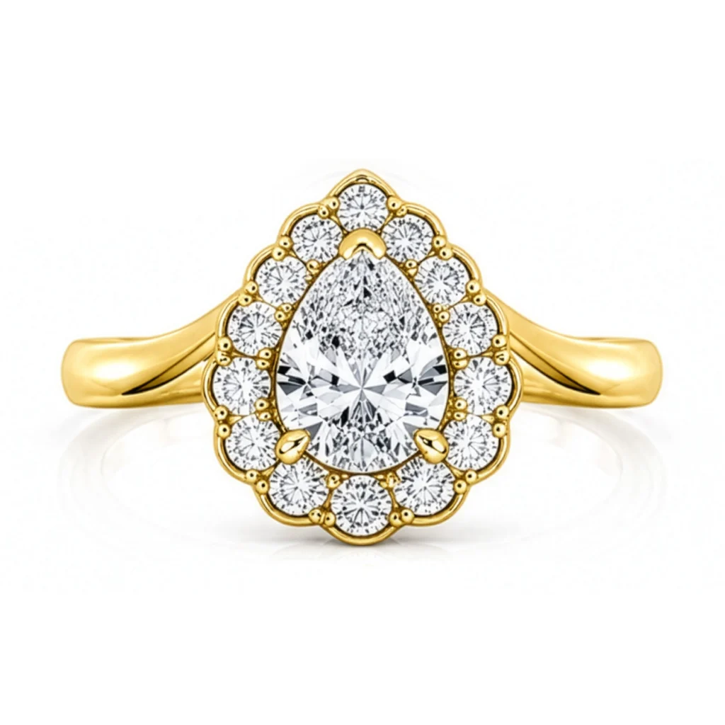Diamond Pear Hallo Upswept Band Yellow