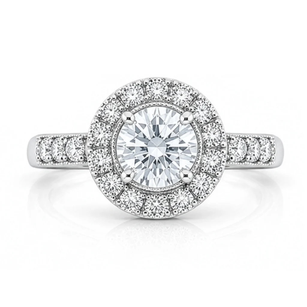 Diamond Round Halo Engagement Ring