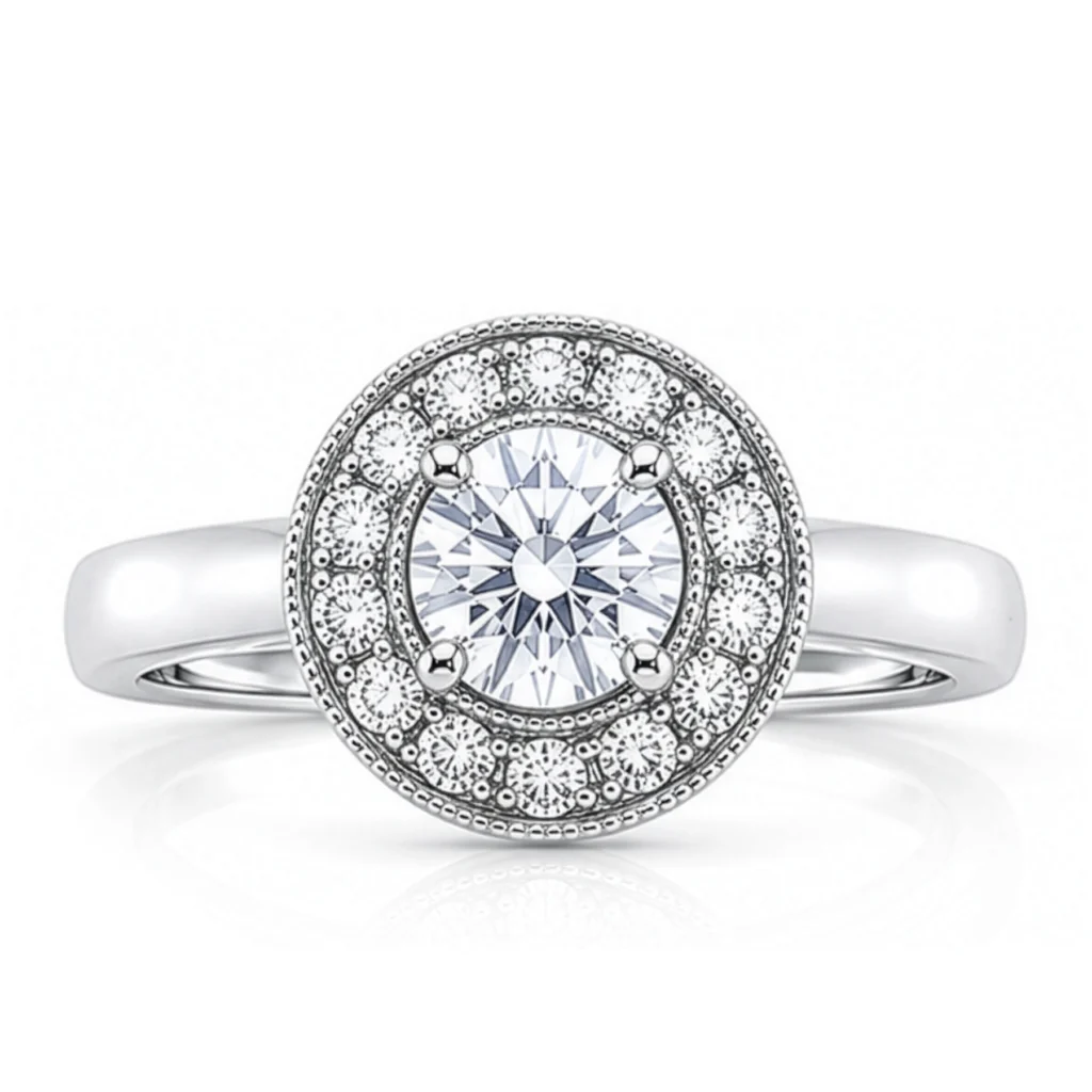 Diamond Round  Halo Engagement Ring