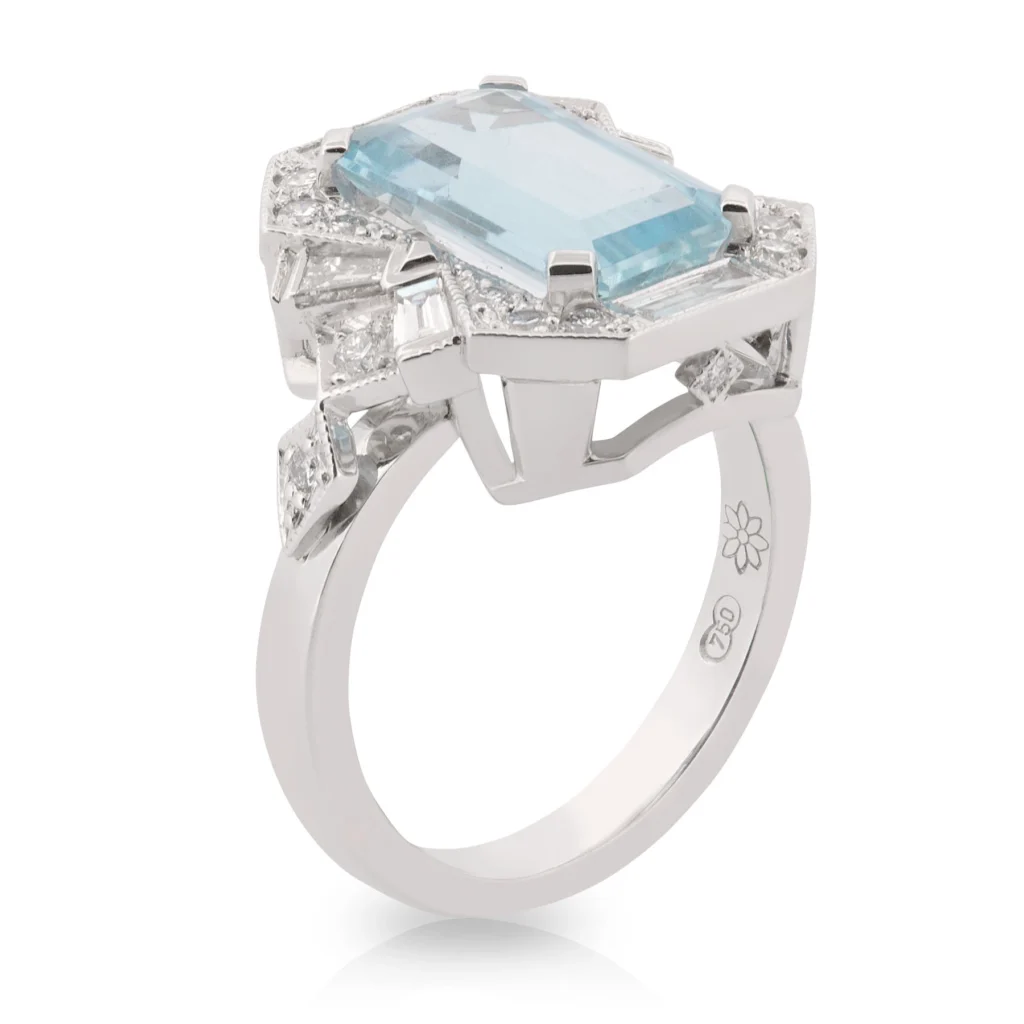 Emerald cut Aquamarine Gatsby Ring