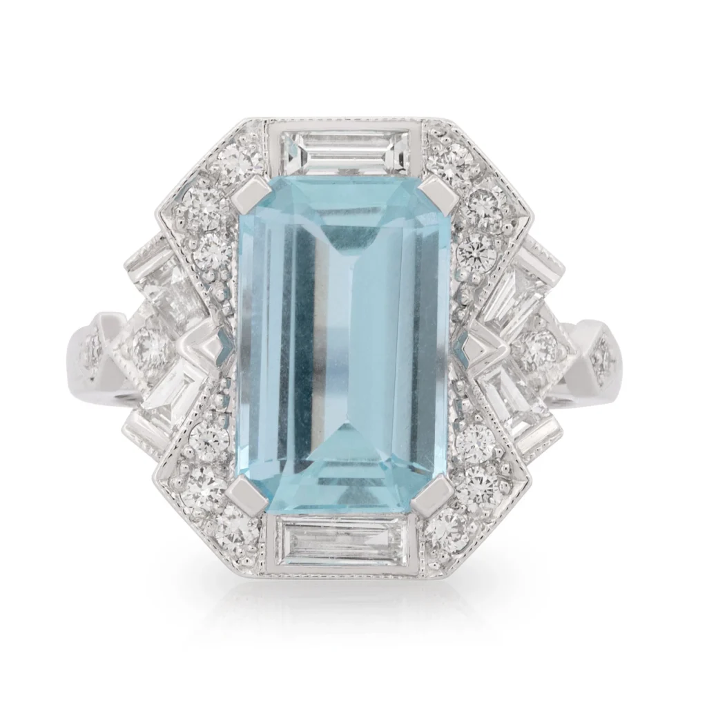 Emerald cut Aquamarine Gatsby Ring