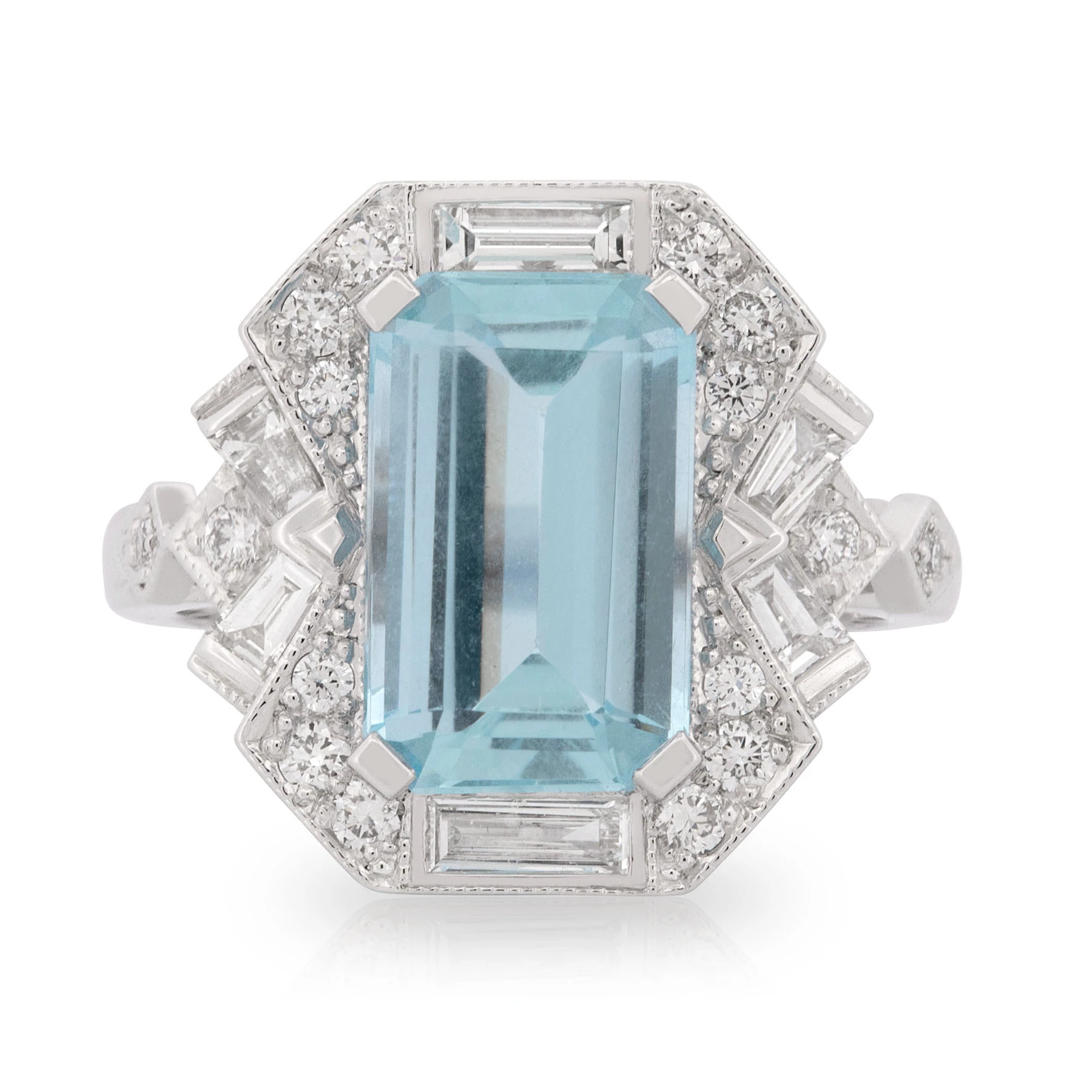 Emerald cut Aquamarine Gatsby Ring
