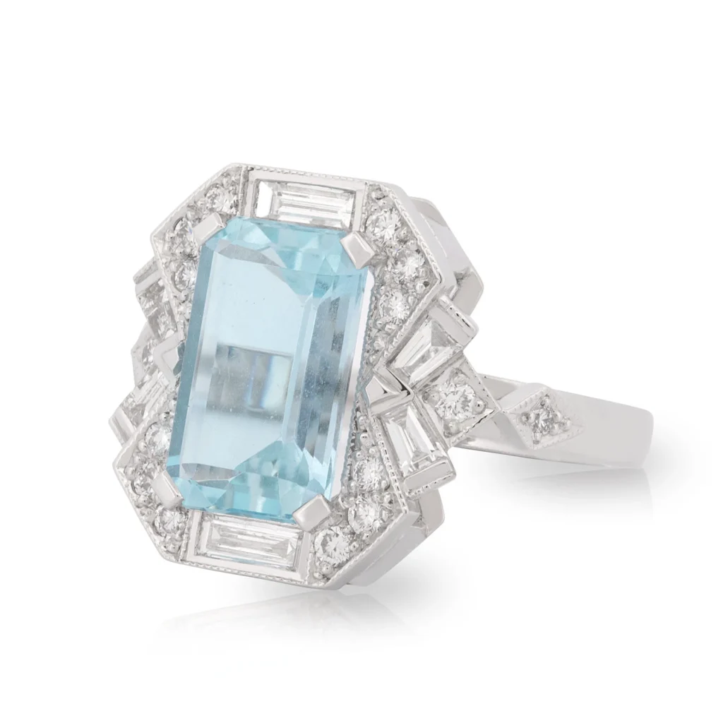 Emerald cut Aquamarine Gatsby Ring