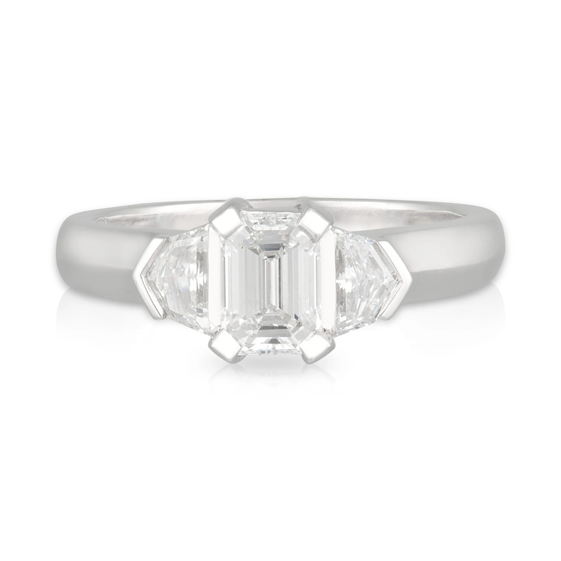 Diamond Emerald and Cadi Cut Engagement Ring