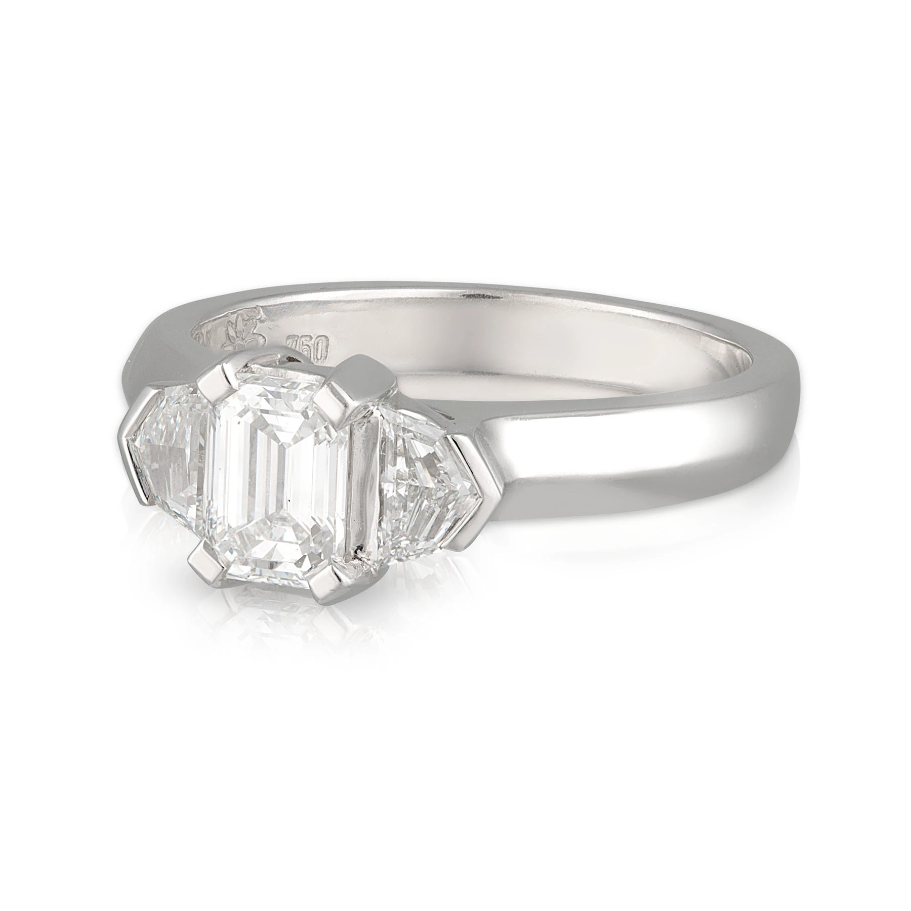 Diamond Emerald and Cadi Cut Engagement Ring