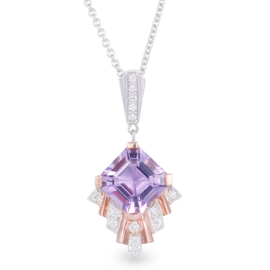 Fan Art Deco Amethyst Pendant