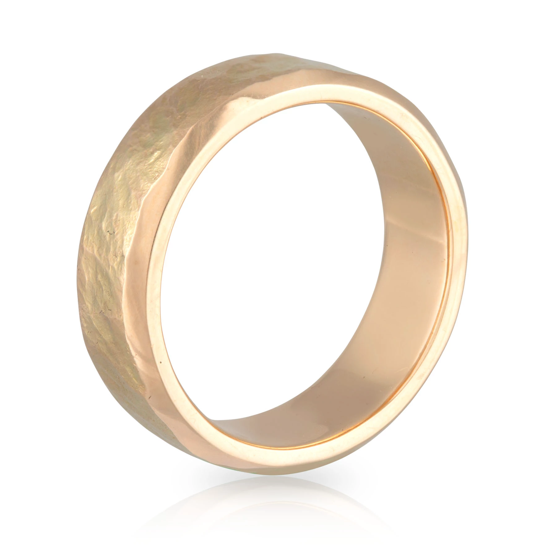 Gents Yellow Gold Hammer Wedding Band