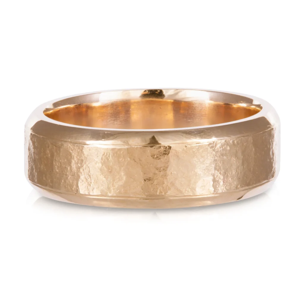 Gents Yellow Gold Hammer Wedding Band