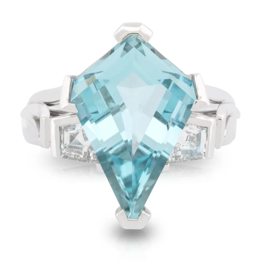 Kite Aquamarine and Diamond Dress Ring
