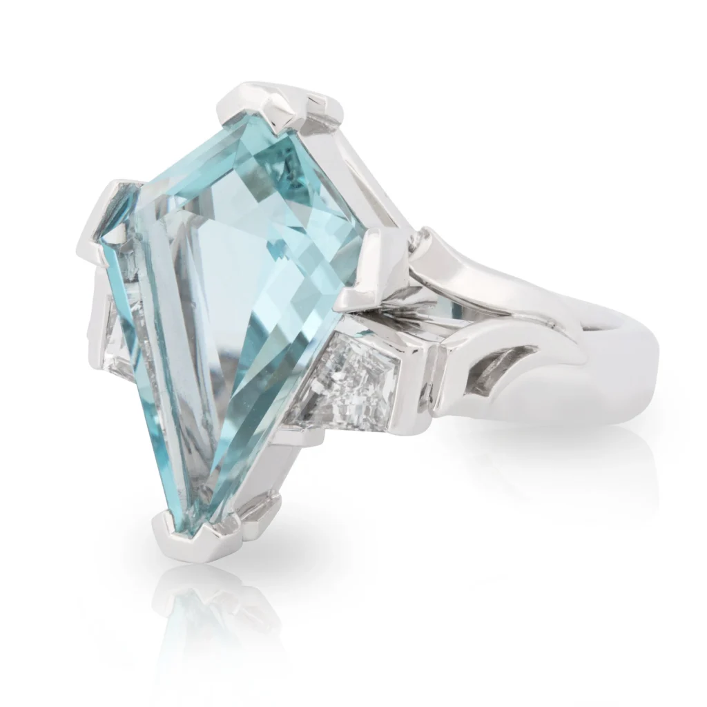 Kite Aquamarine and Diamond Dress Ring