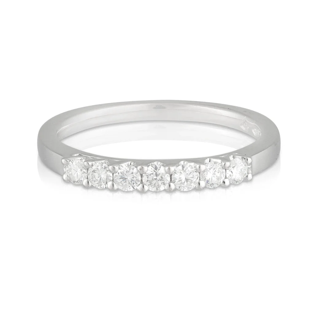 Ladies White Gold 7 Diamond Wedding Band