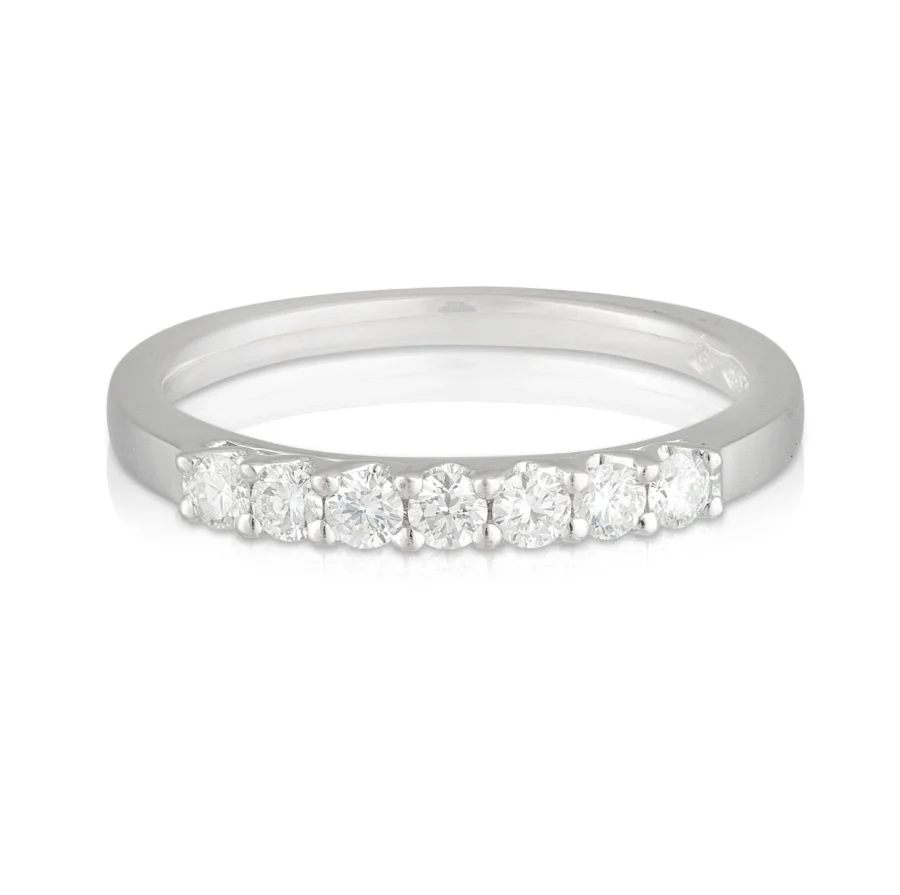 Ladies White Gold 7 Diamond Wedding Band
