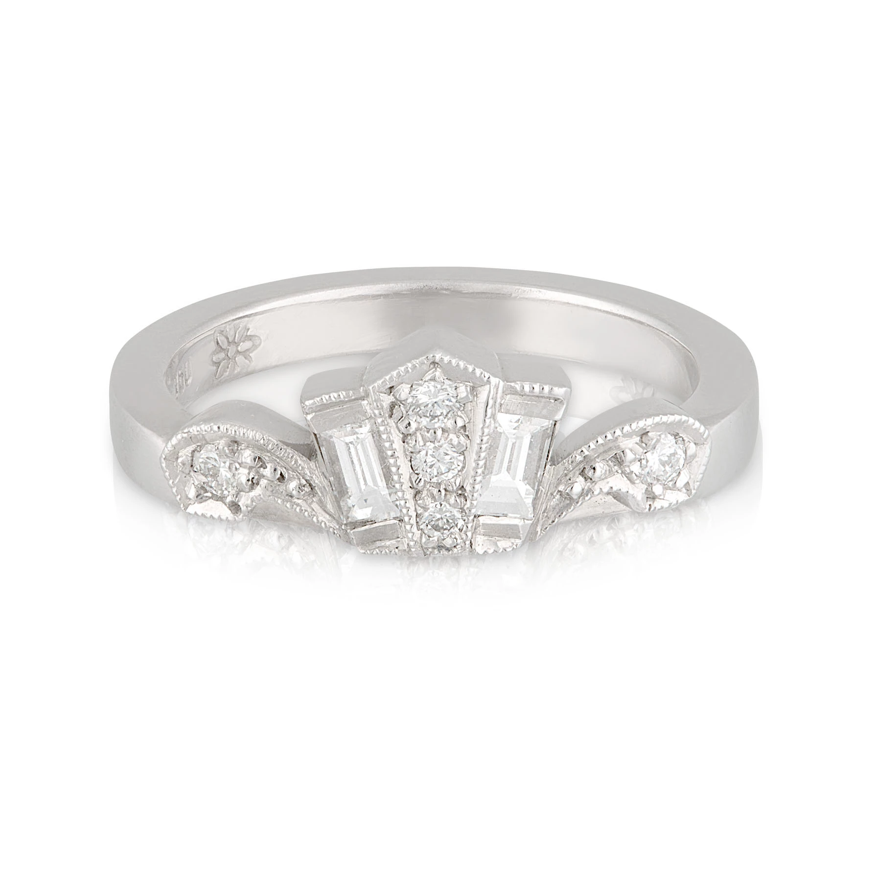 Ladies Scroll Tiara Diamond Wedding Band