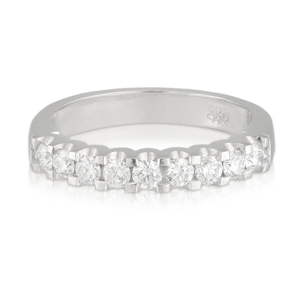 Ladies White Gold 9 Diamond Wedding Band