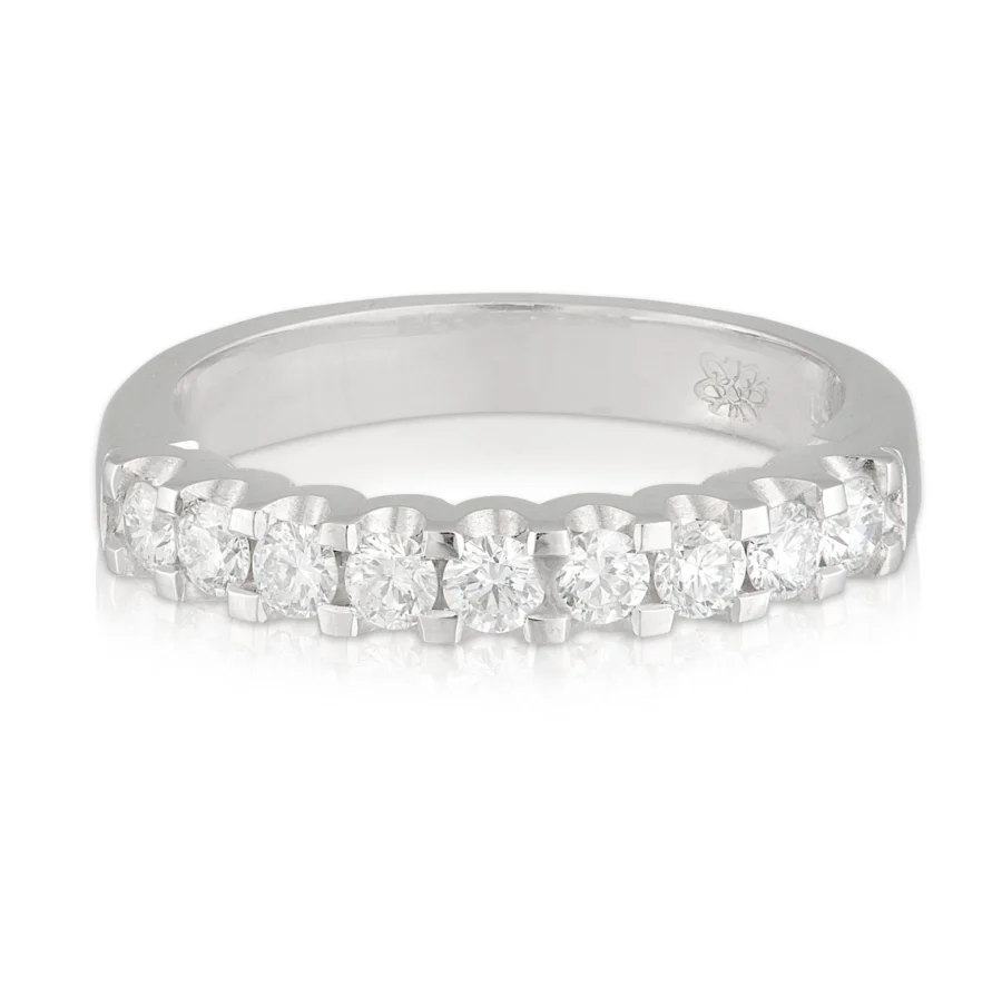 Ladies White Gold 9 Diamond Wedding Band