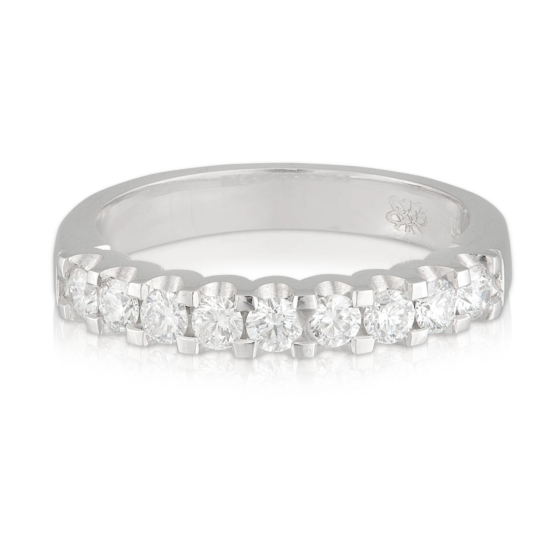 Ladies White Gold 9 Diamond Wedding Band