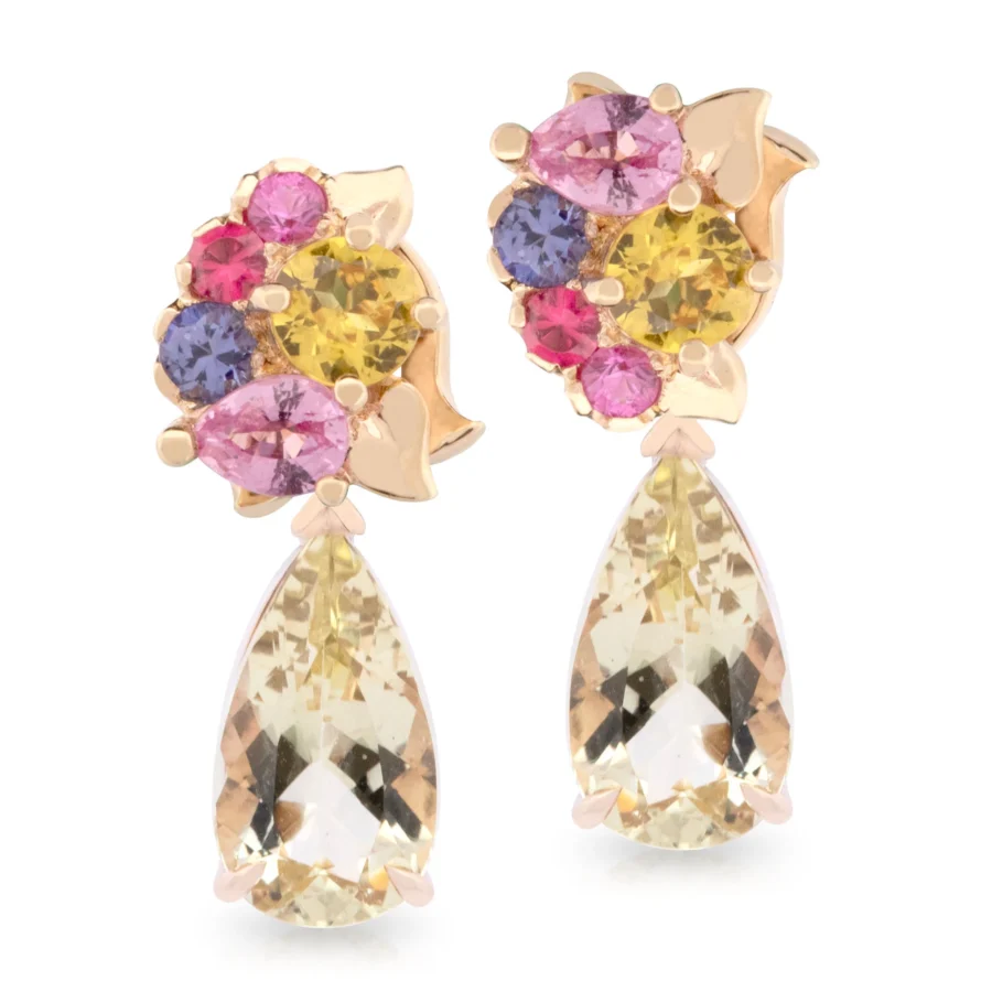 Lemons and Peonies Drop Earrings