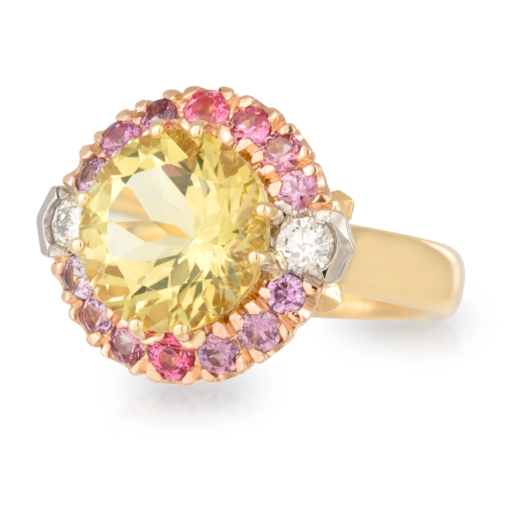 Lemons and Peonies Heliodor Ring
