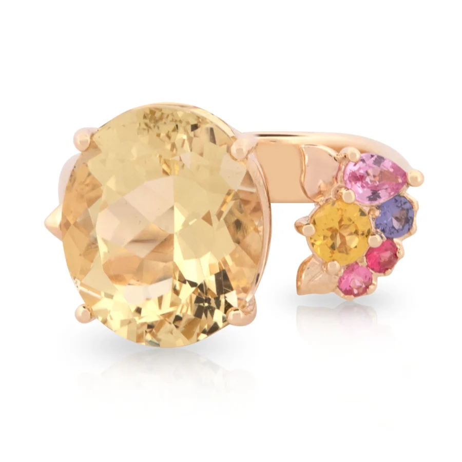 Lemons and Peonies Open Ring Front