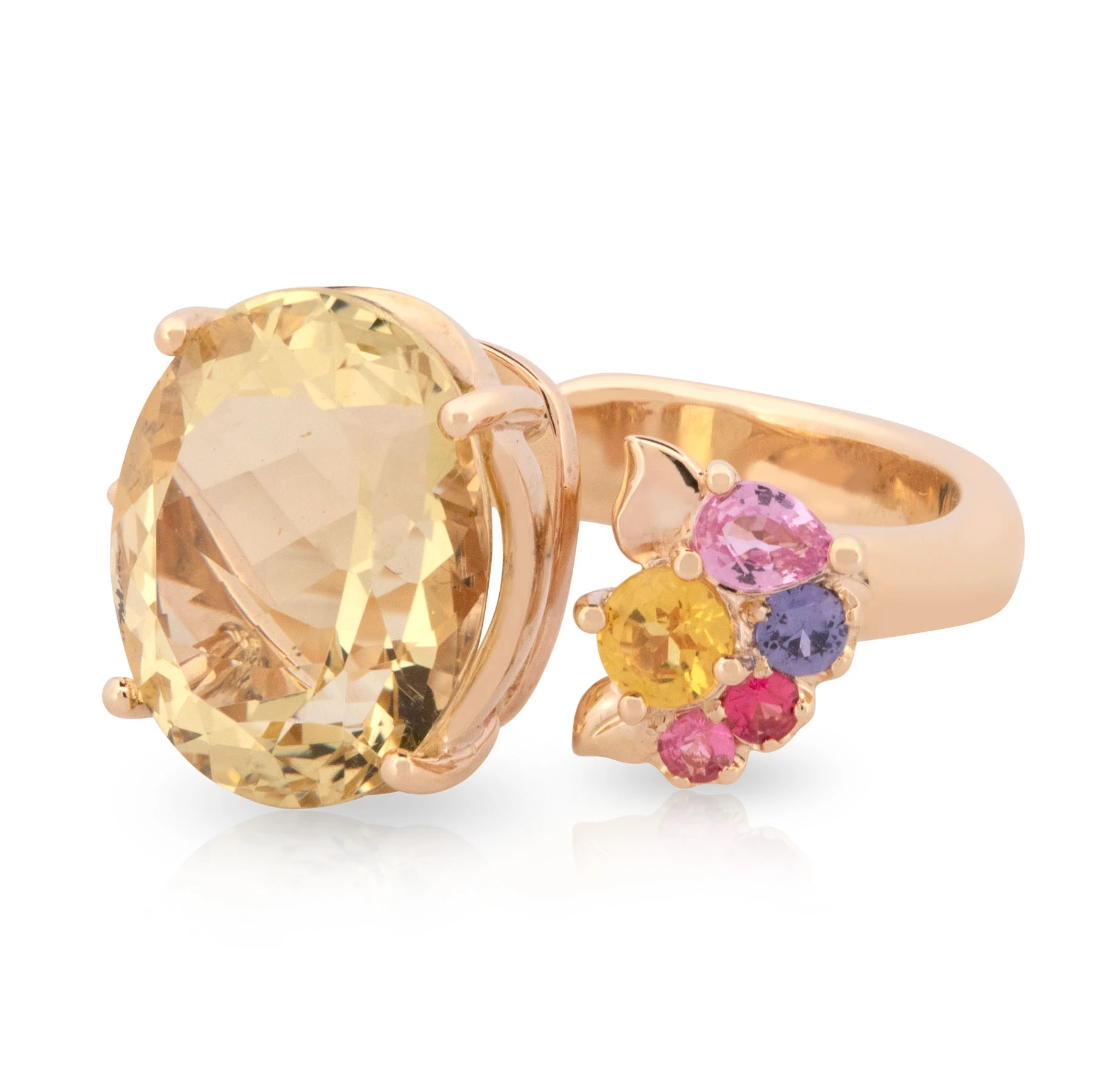 Lemons and Peonies Open Ring