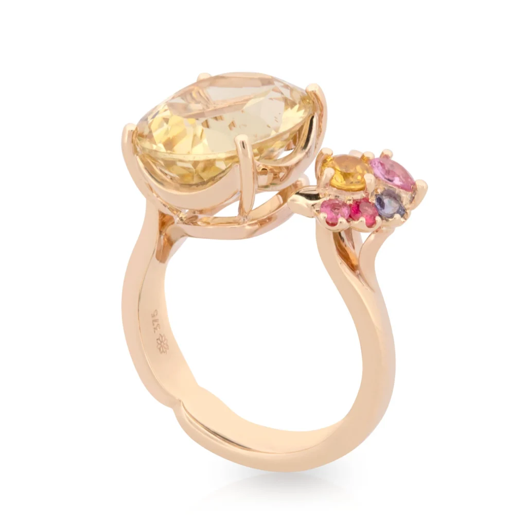 Lemons and Peonies Open Ring