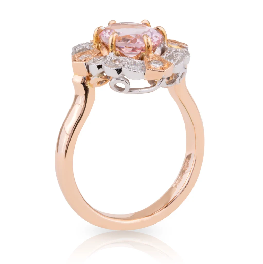 Morganite and Diamond Art Deco Dress Ring