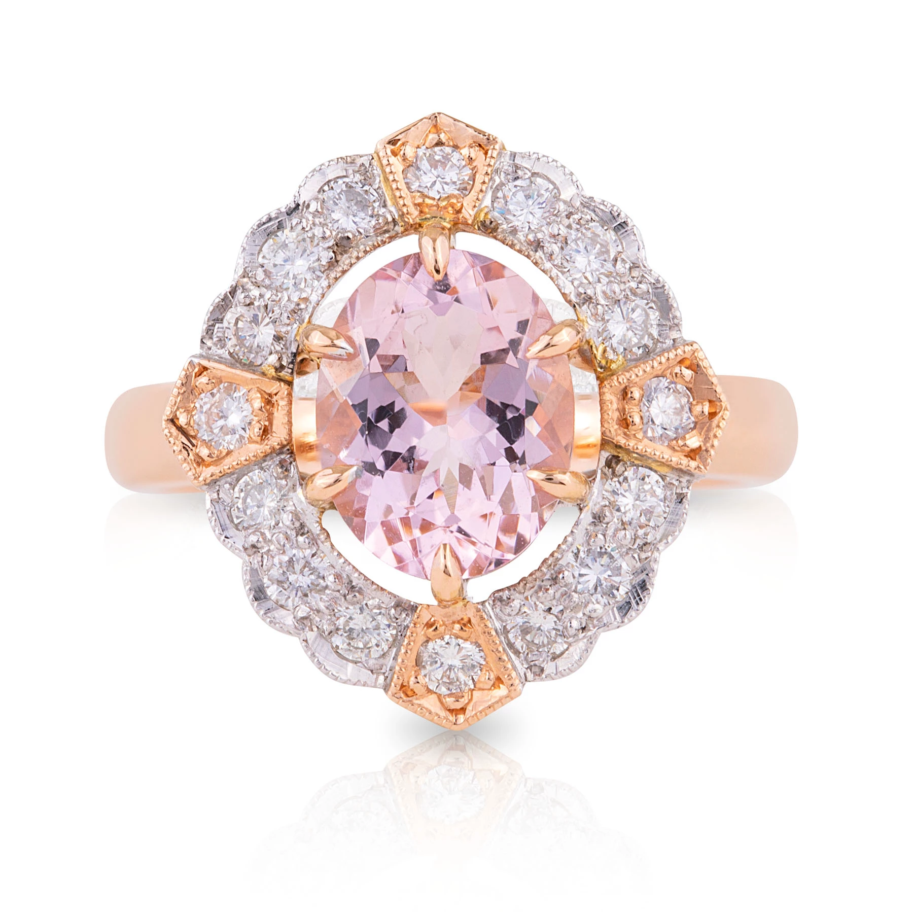 Morganite and Diamond Art Deco Dress Ring
