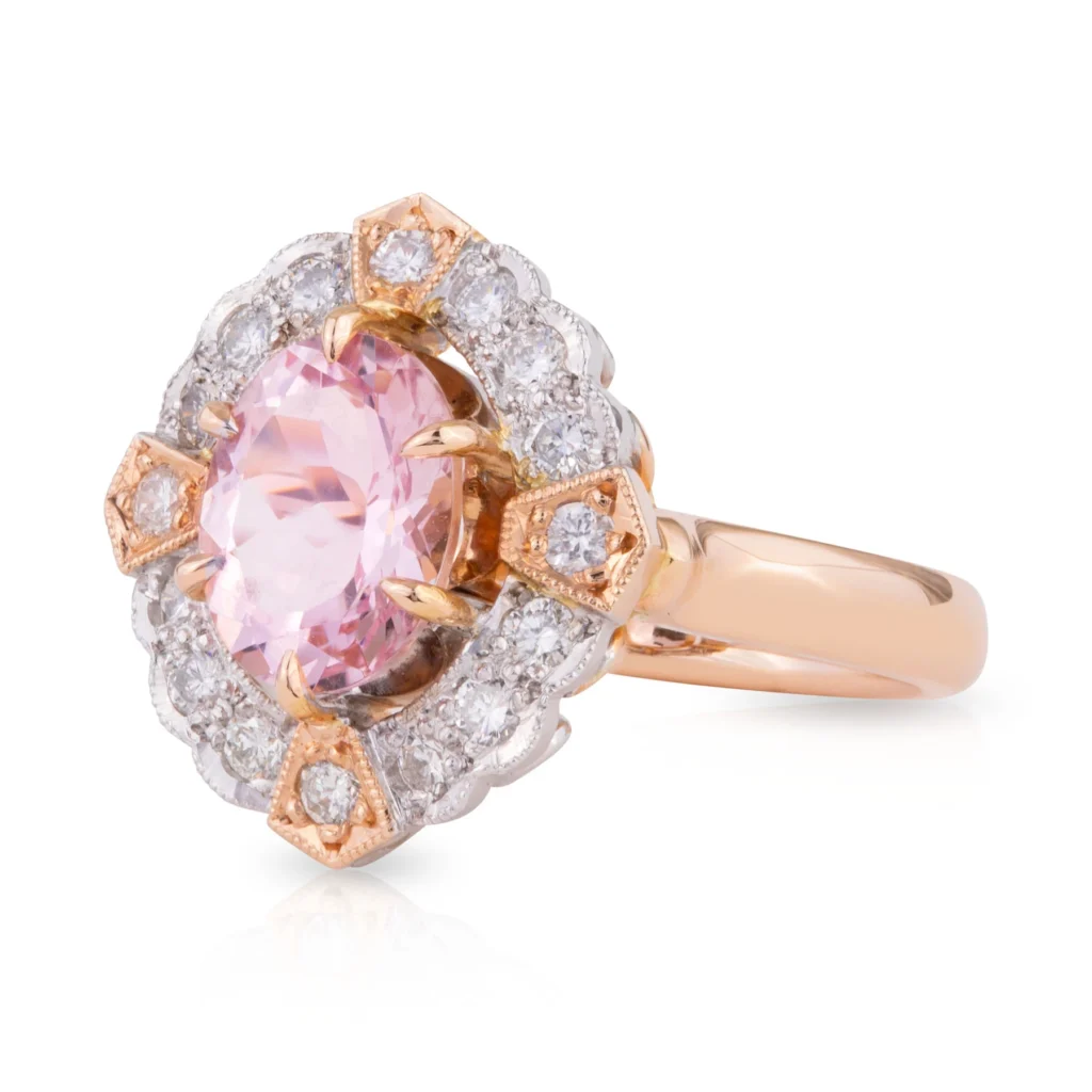 Morganite and Diamond Art Deco Dress Ring
