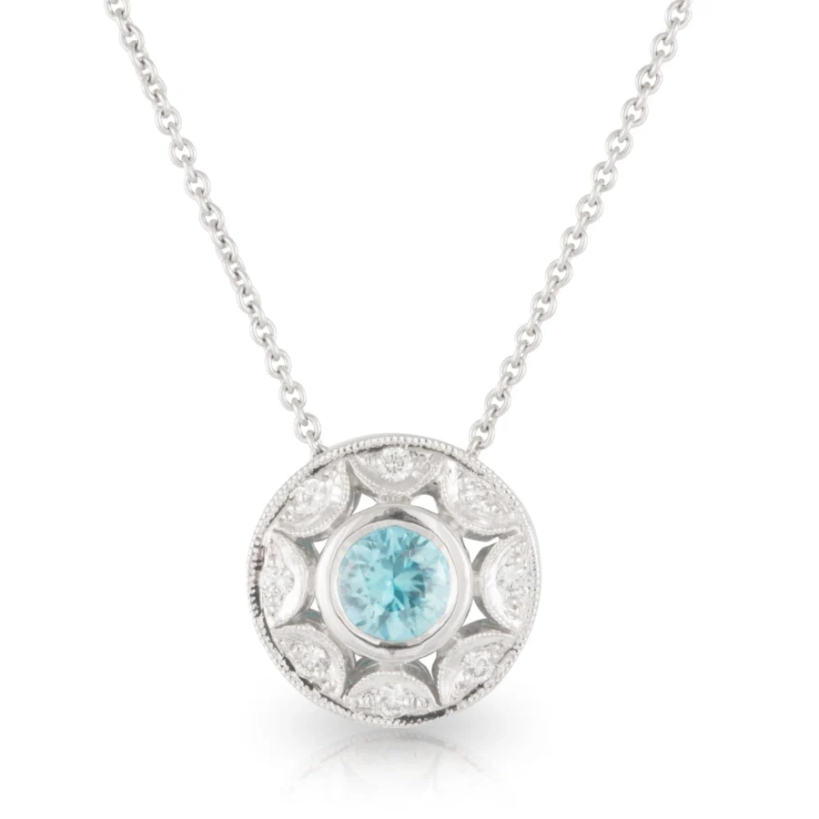 Olivia Blue Zircon Diamond Pendant
